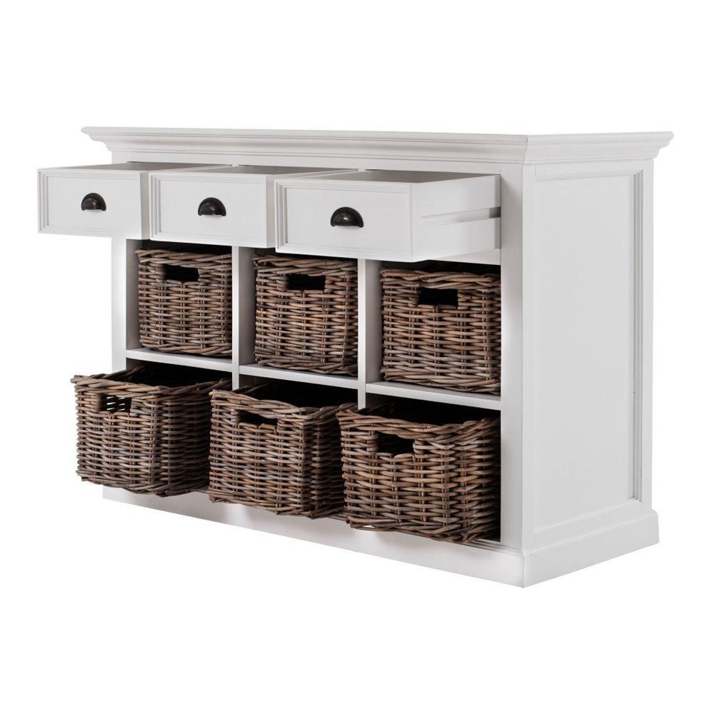 Modern Farmhouse Buffet Server With Basket Set on a white background