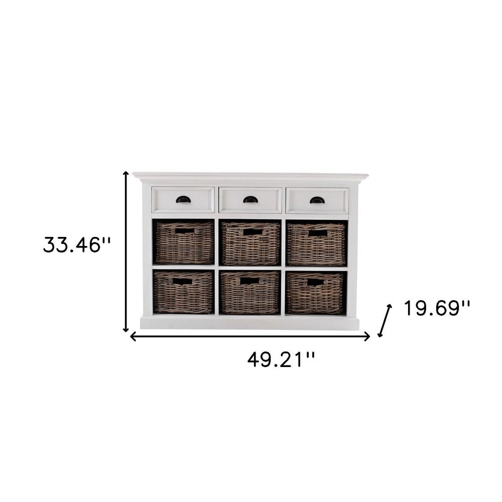 Modern Farmhouse Buffet Server With Basket Set on a white background
