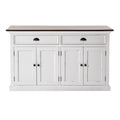 Modern Farmhouse Brown And White Buffet Server on a white background