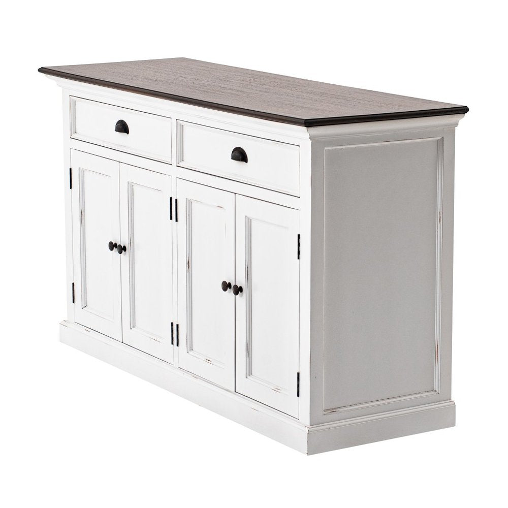Modern Farmhouse Brown And White Buffet Server on a white background