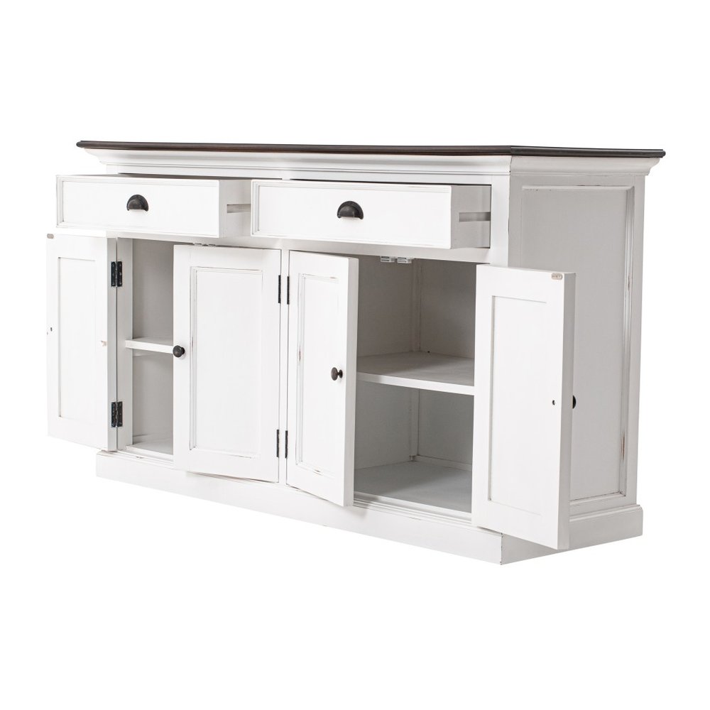 Modern Farmhouse Brown And White Buffet Server on a white background