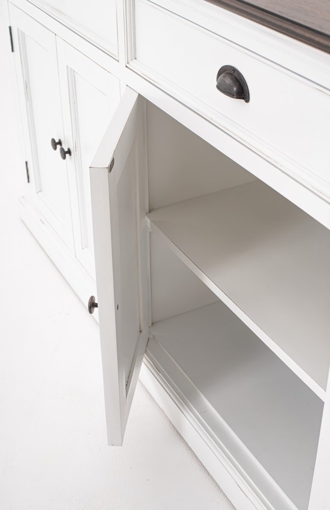 Modern Farmhouse Brown And White Buffet Server on a white background
