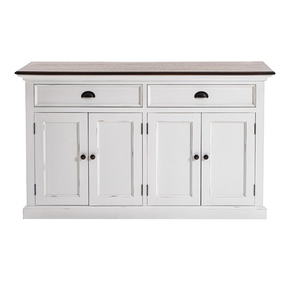 Modern Farmhouse Brown And White Buffet Server on a white background