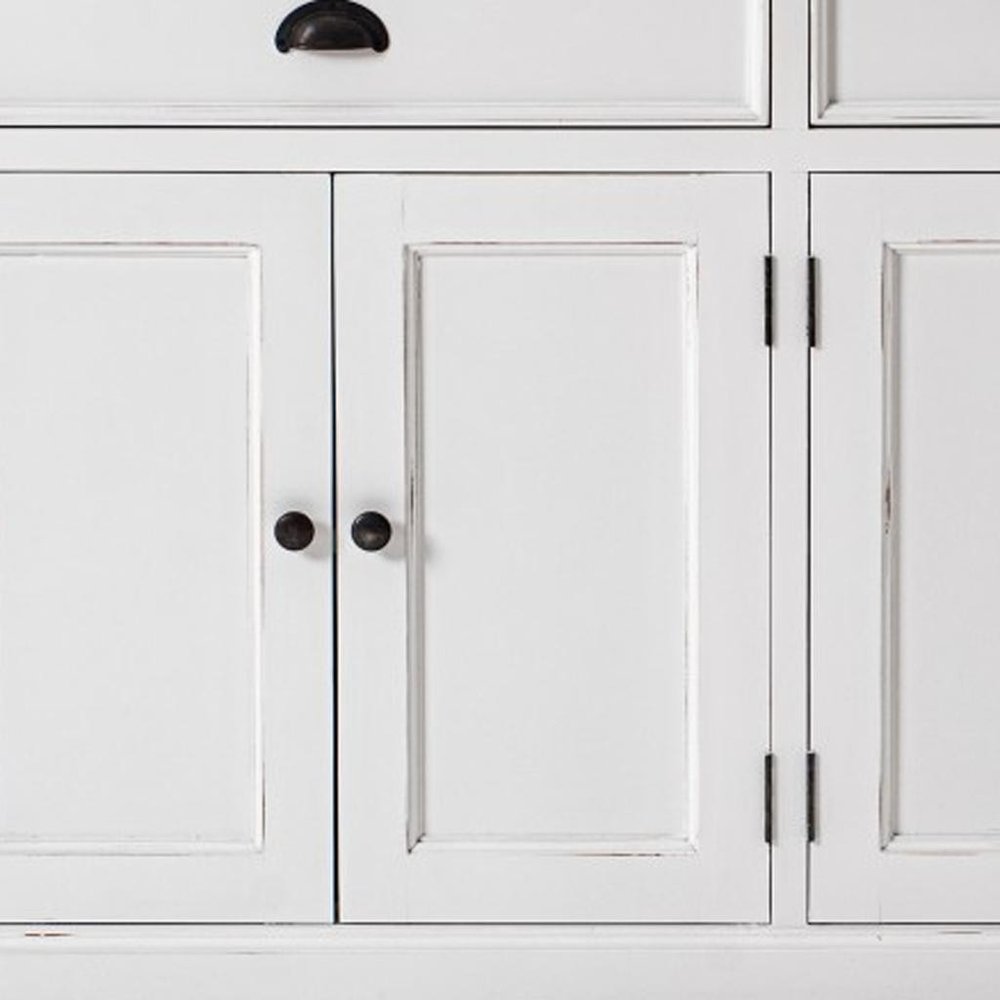 Modern Farmhouse Brown And White Buffet Server on a white background