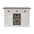 Modern Farmhouse Brown And White Large Accent Cabinet on a white background