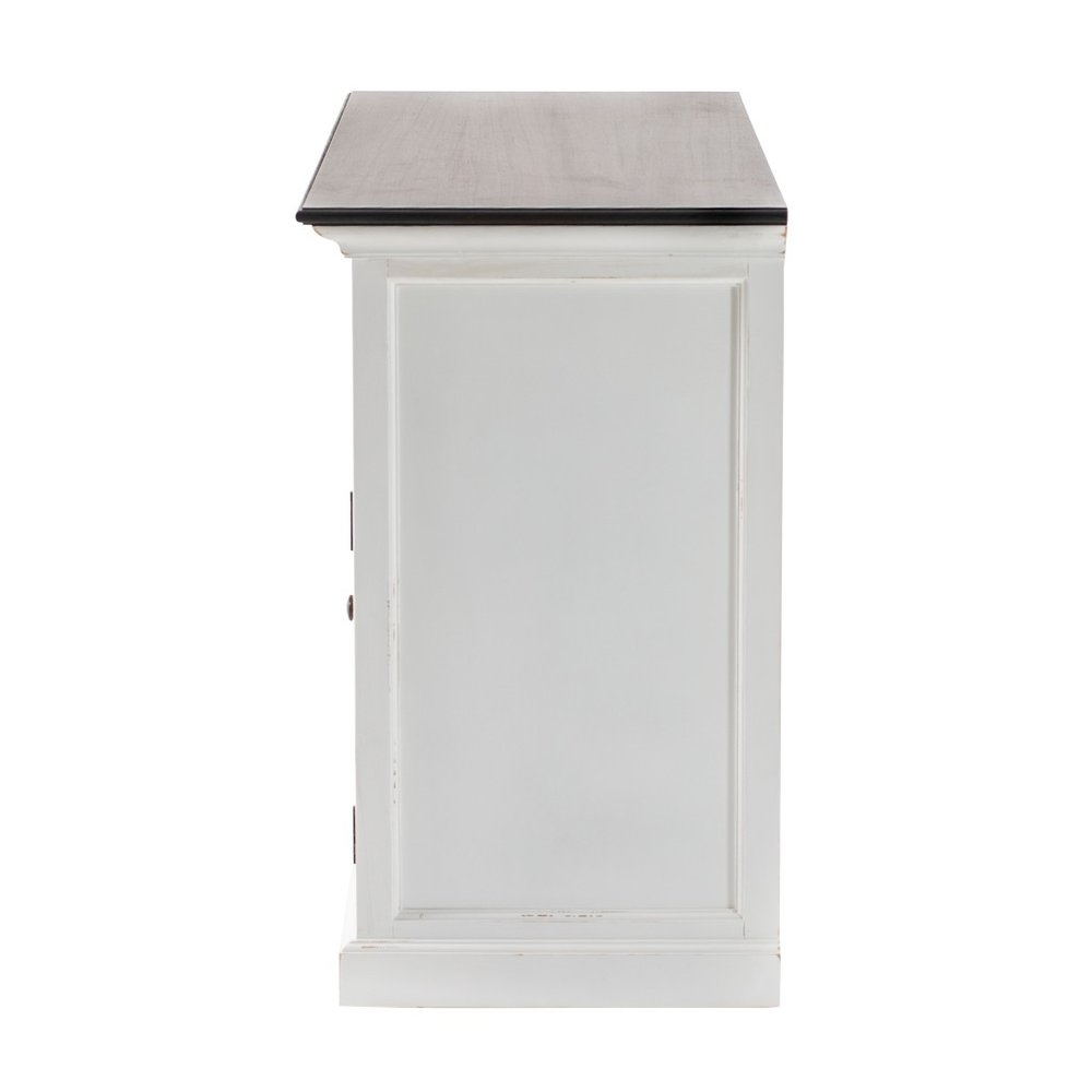 Modern Farmhouse Brown And White Large Accent Cabinet on a white background