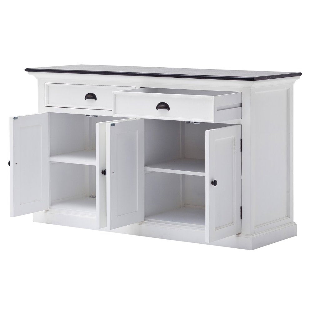 Modern Farmhouse Black And White Buffet Server on a white background