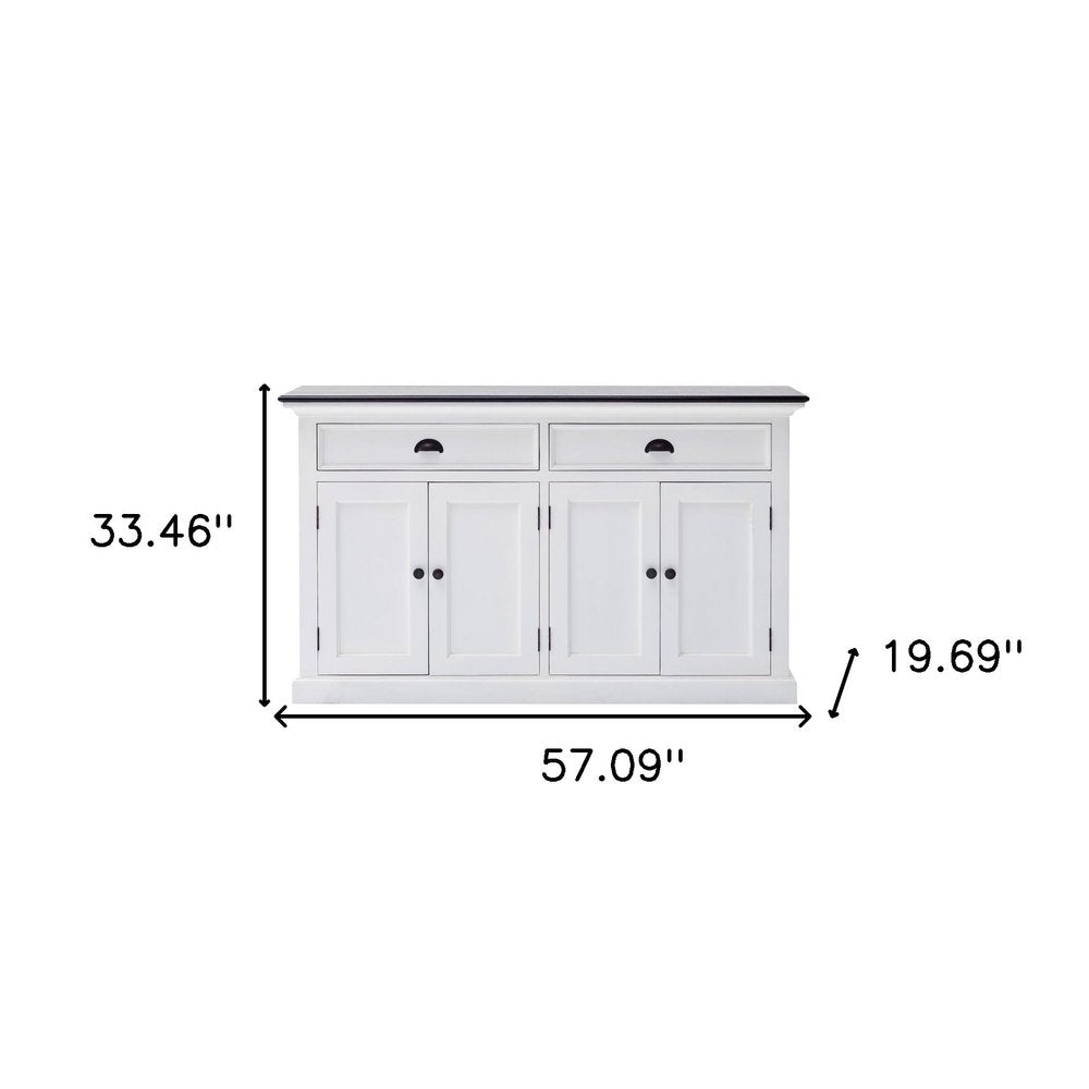 Modern Farmhouse Black And White Buffet Server on a white background