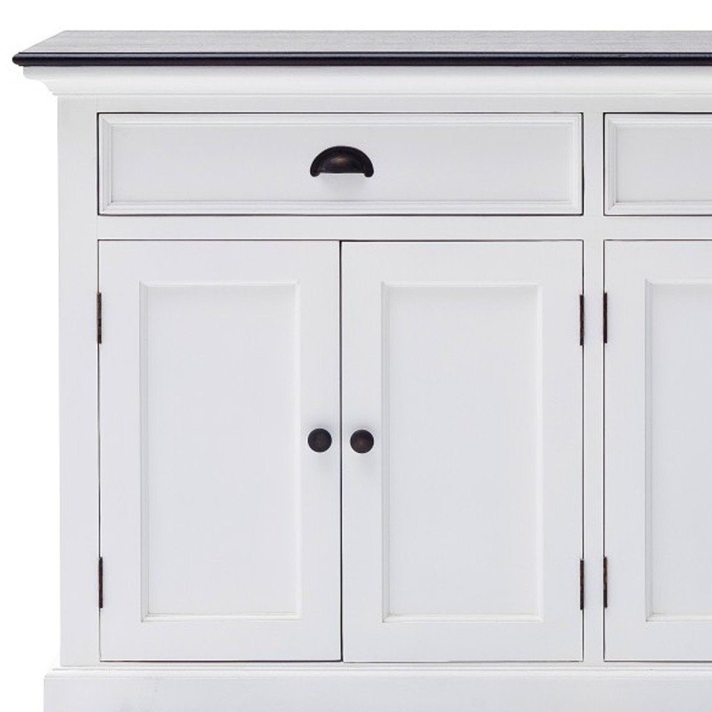 Modern Farmhouse Black And White Buffet Server close-up detail