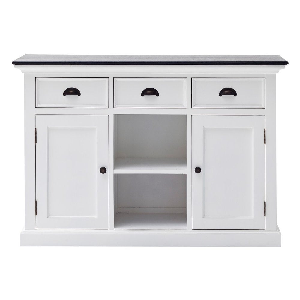 Modern Farmhouse Black And White Large Accent Cabinet on a white background