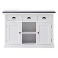 Modern Farmhouse Black And White Large Accent Cabinet on a white background