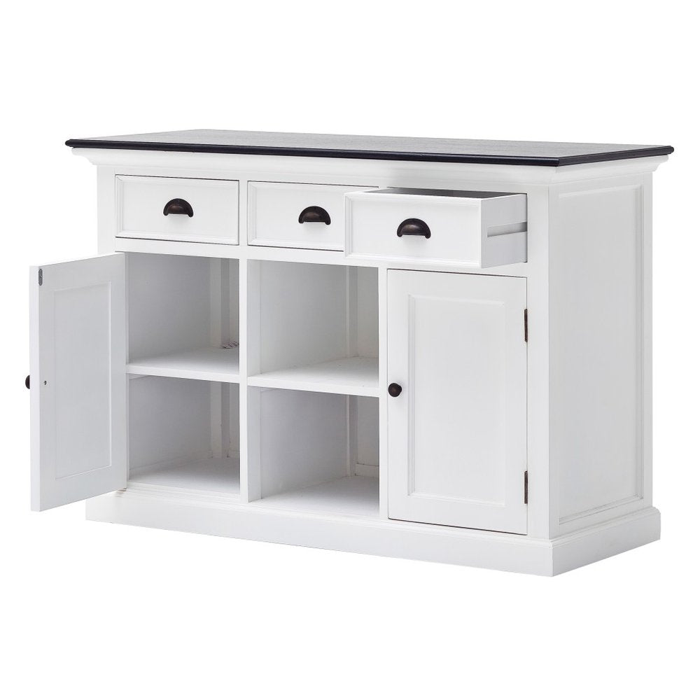Modern Farmhouse Black And White Large Accent Cabinet on a white background