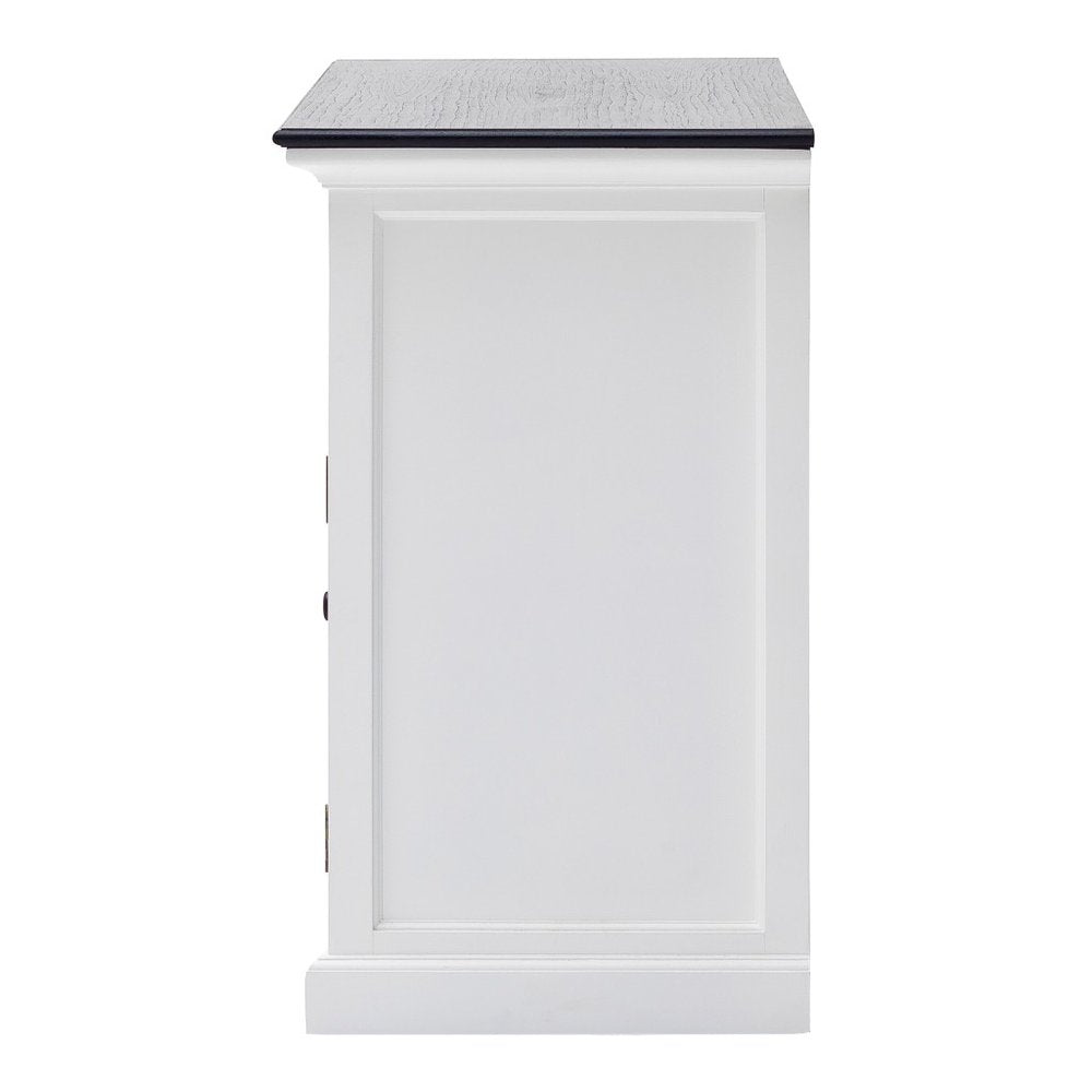 Modern Farmhouse Black And White Large Accent Cabinet on a white background