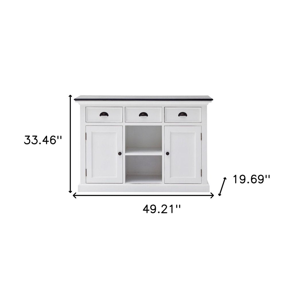 Modern Farmhouse Black And White Large Accent Cabinet on a white background