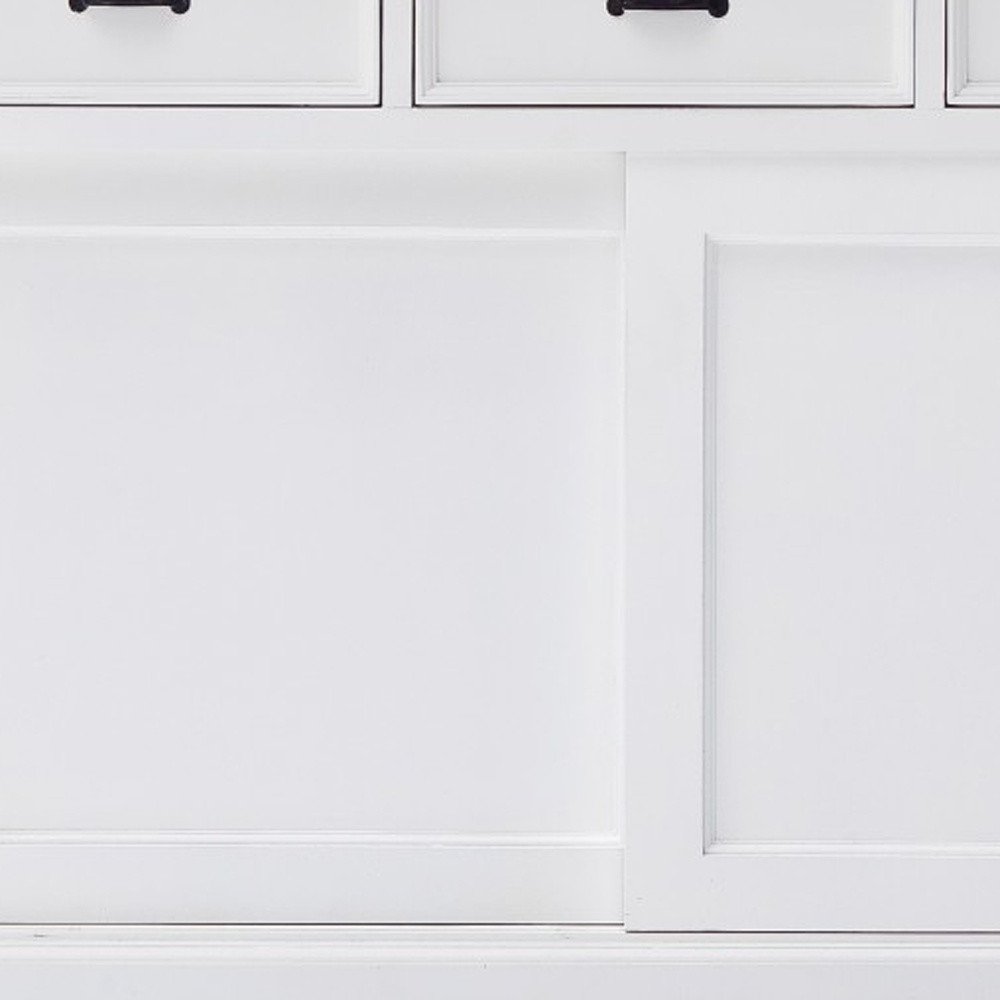 Modern Farmhouse Black And White Buffet Server With Sliding Doors on a white background