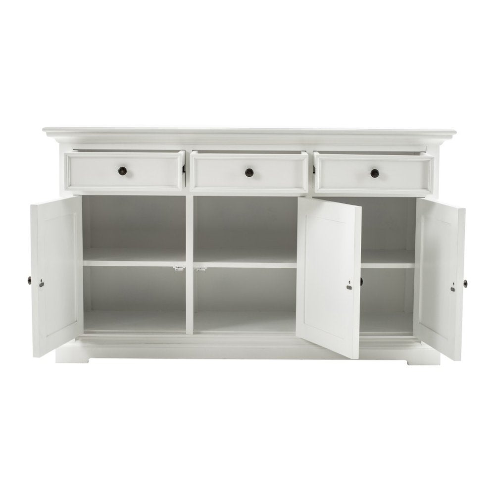 Modern Farm White Three Door Buffet Server on a white background