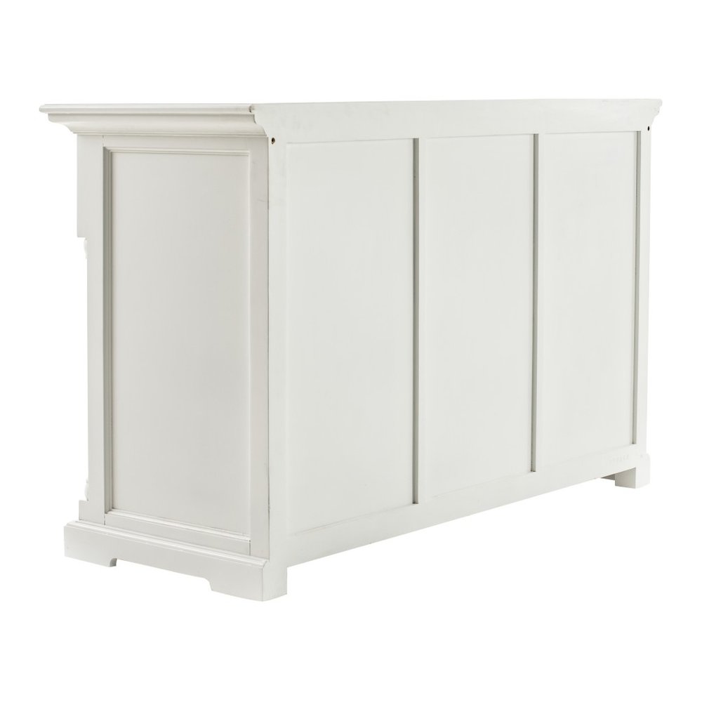 Modern Farm White Three Door Buffet Server on a white background