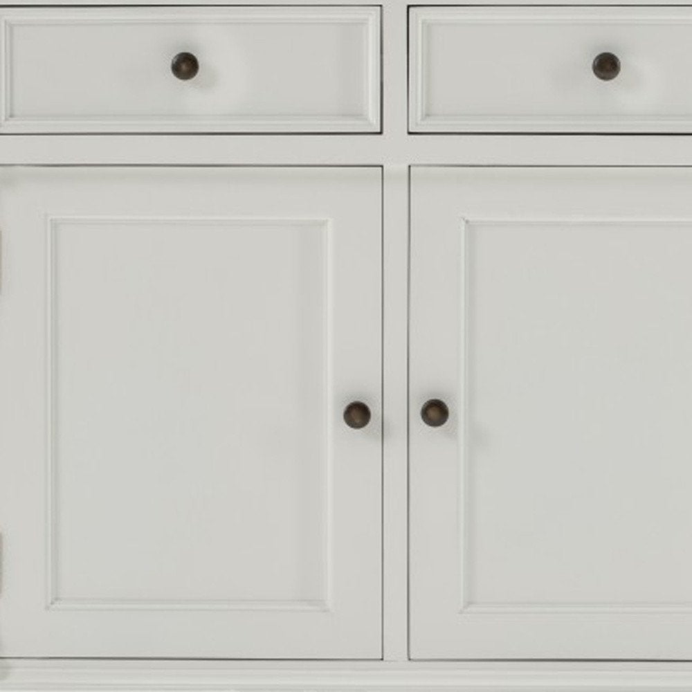 Modern Farm White Three Door Buffet Server on a white background