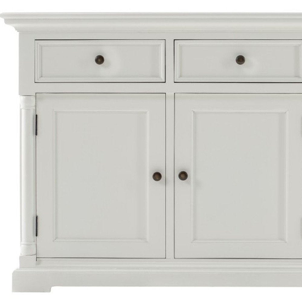 Modern Farm White Three Door Buffet Server on a white background
