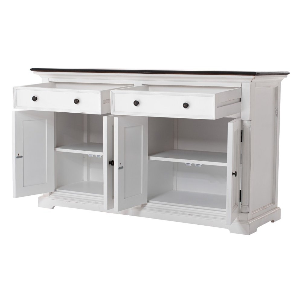 Modern Farm Brown And White Two Door Buffet Server on a white background