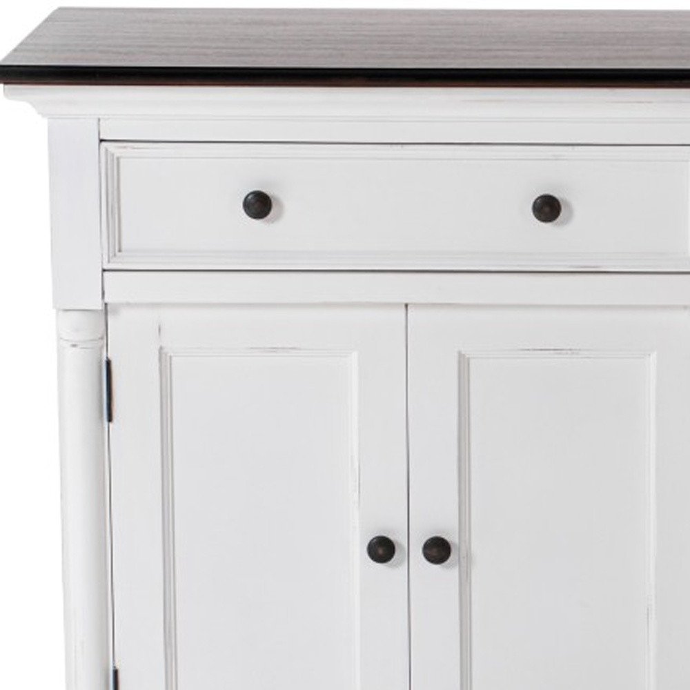 Modern Farm Brown And White Two Door Buffet Server close-up detail