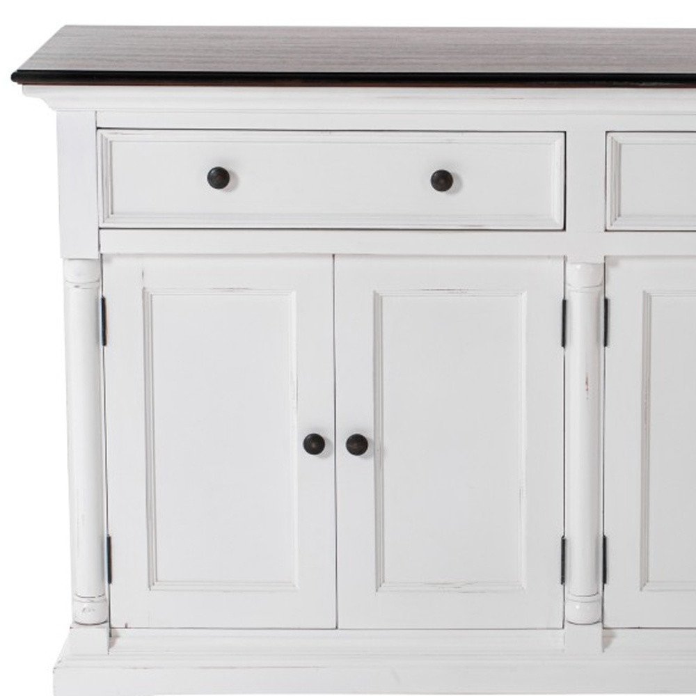 Modern Farm Brown And White Two Door Buffet Server close-up detail