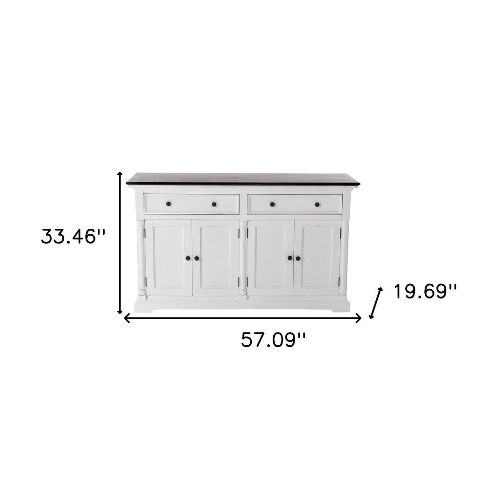 Modern Farm Brown And White Two Door Buffet Server on a white background