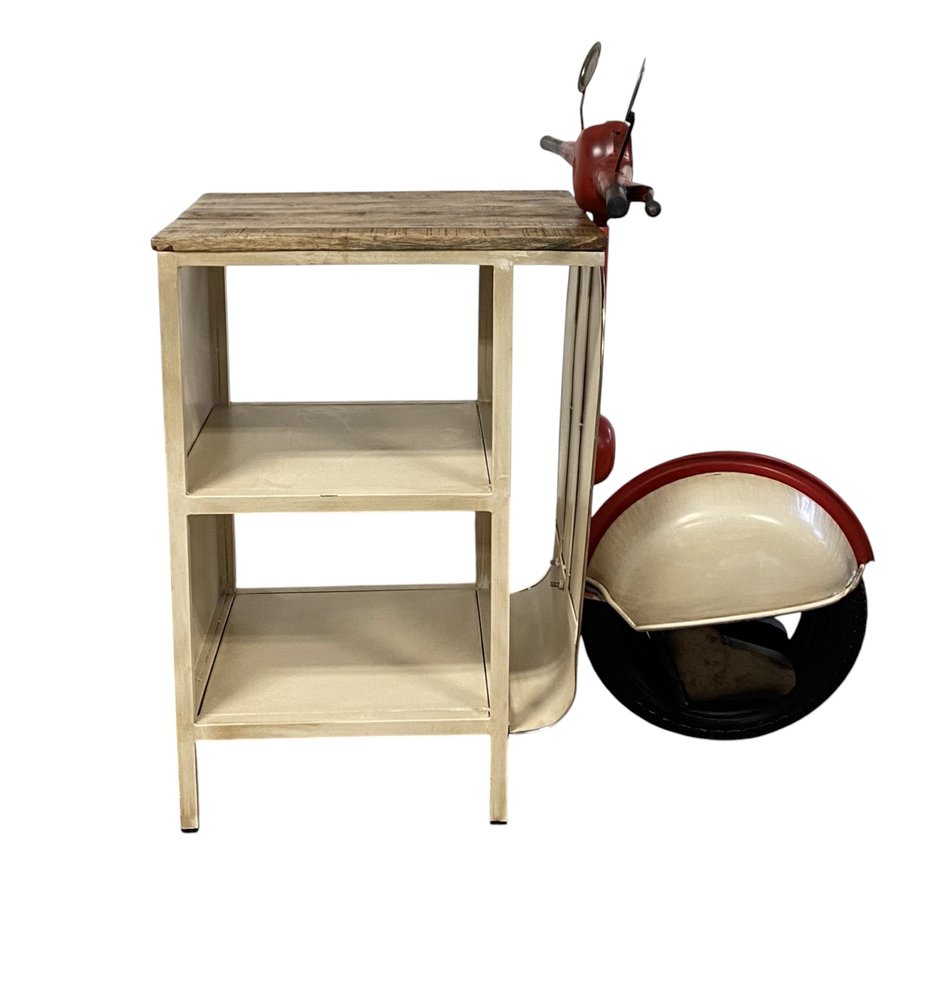 Rustic Red And Vanilla Scooter Cabinet on a white background