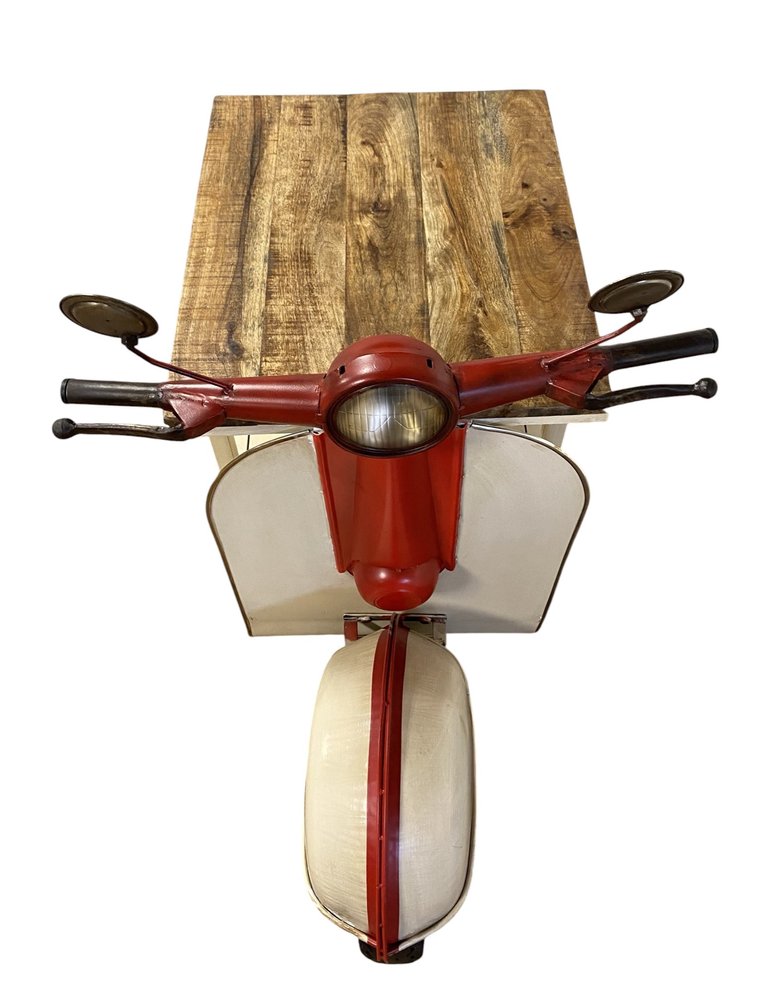 Rustic Red And Vanilla Scooter Cabinet on a white background