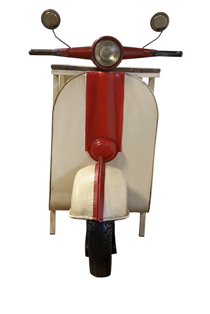 Rustic Red And Vanilla Scooter Cabinet on a white background