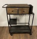 Rolling Rustic Black And Natural Bar Cart in a home interior