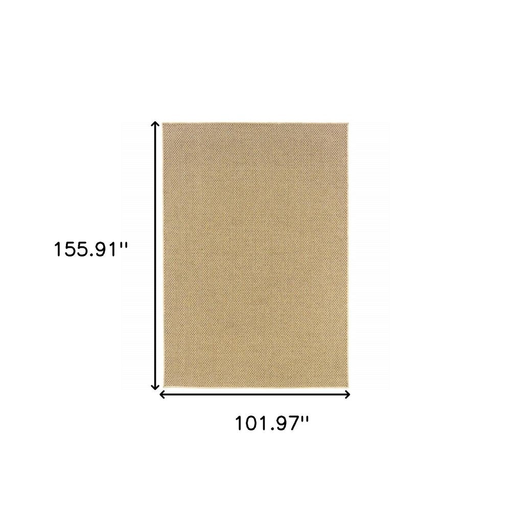 9' X 13' Beige Indoor Outdoor Area Rug on a white background
