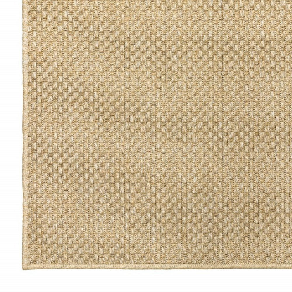 9' X 13' Beige Indoor Outdoor Area Rug on a white background