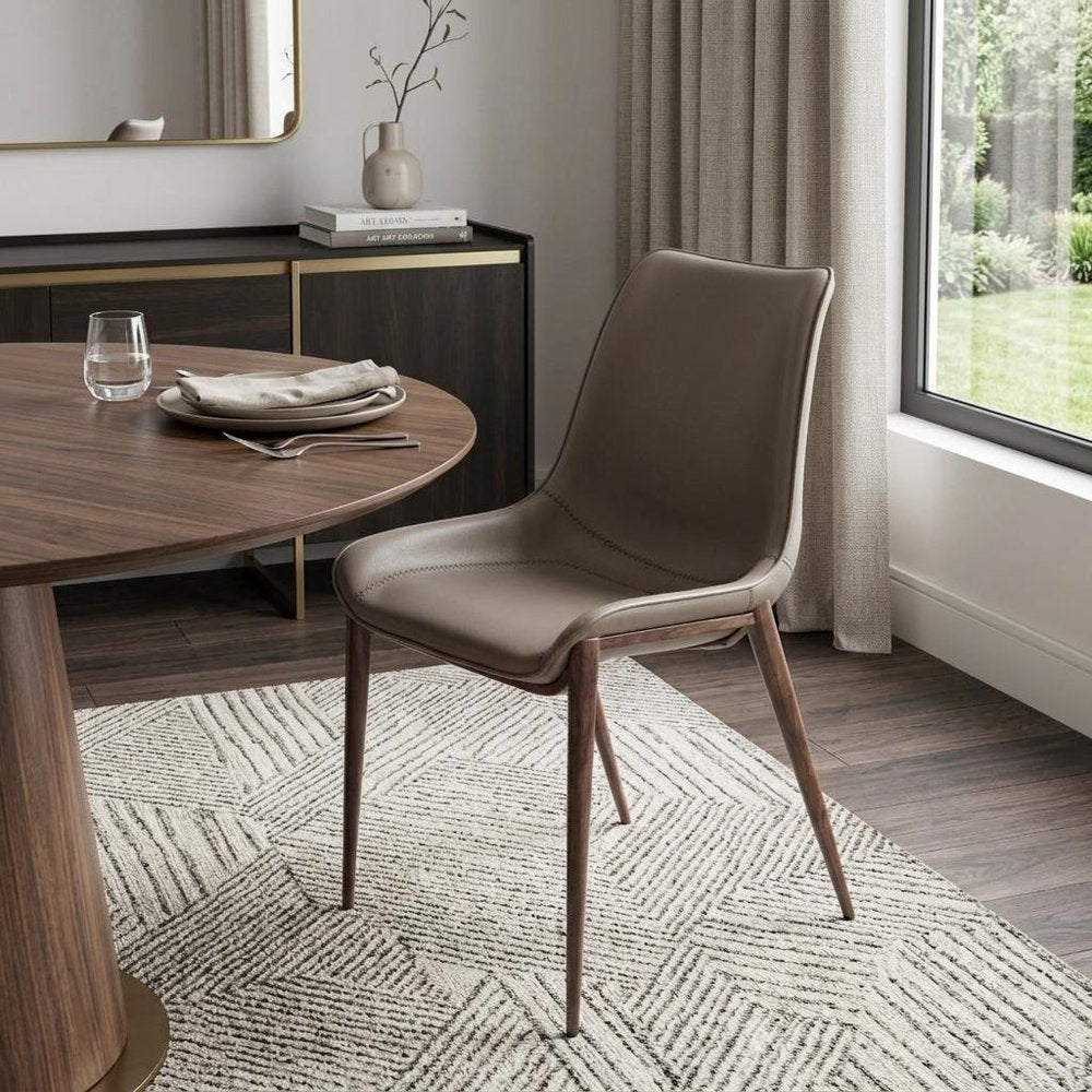 Set Of Two Walnut Solid Back Dining Chairs