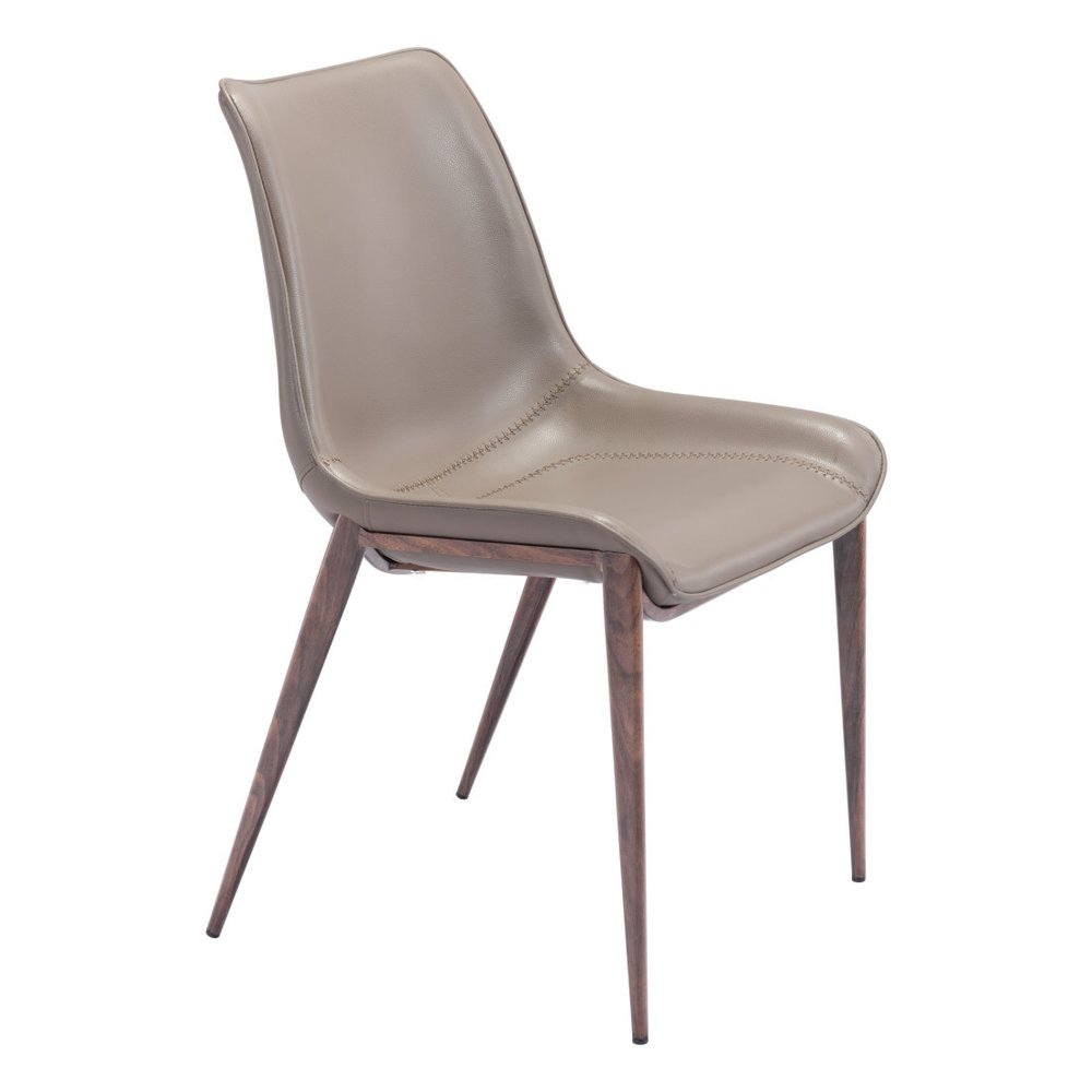 Set Of Two Walnut Solid Back Dining Chairs on a white background