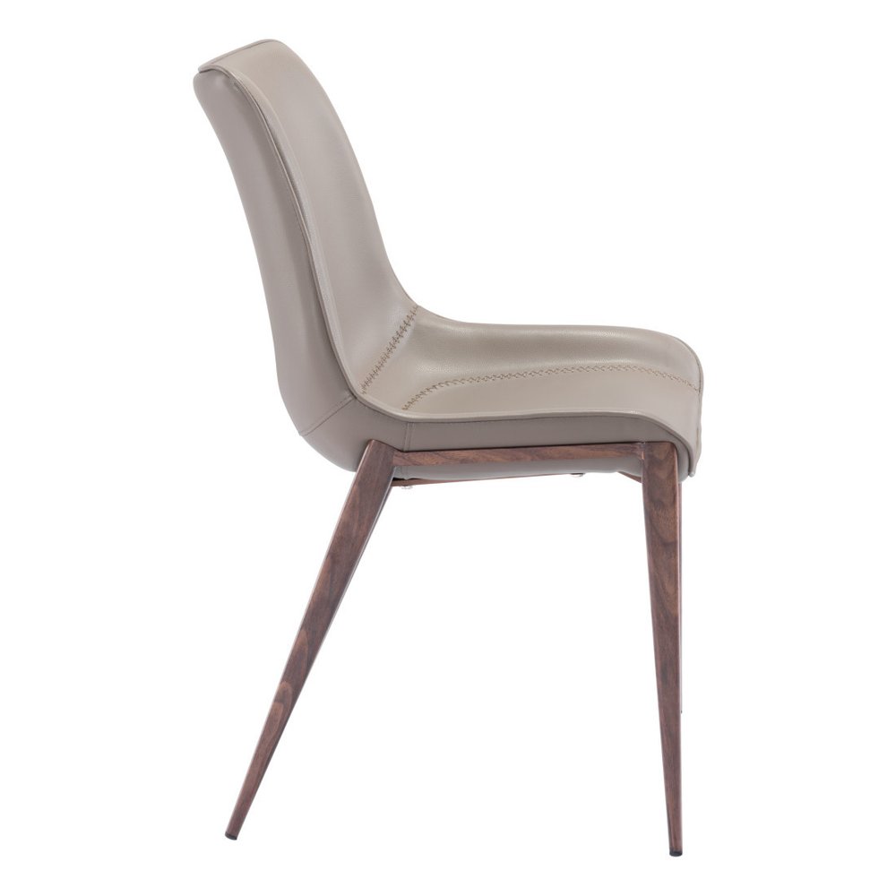 Set Of Two Walnut Solid Back Dining Chairs on a white background