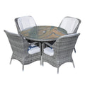 Five Piece Gray Round Glass Dining Set on a white background