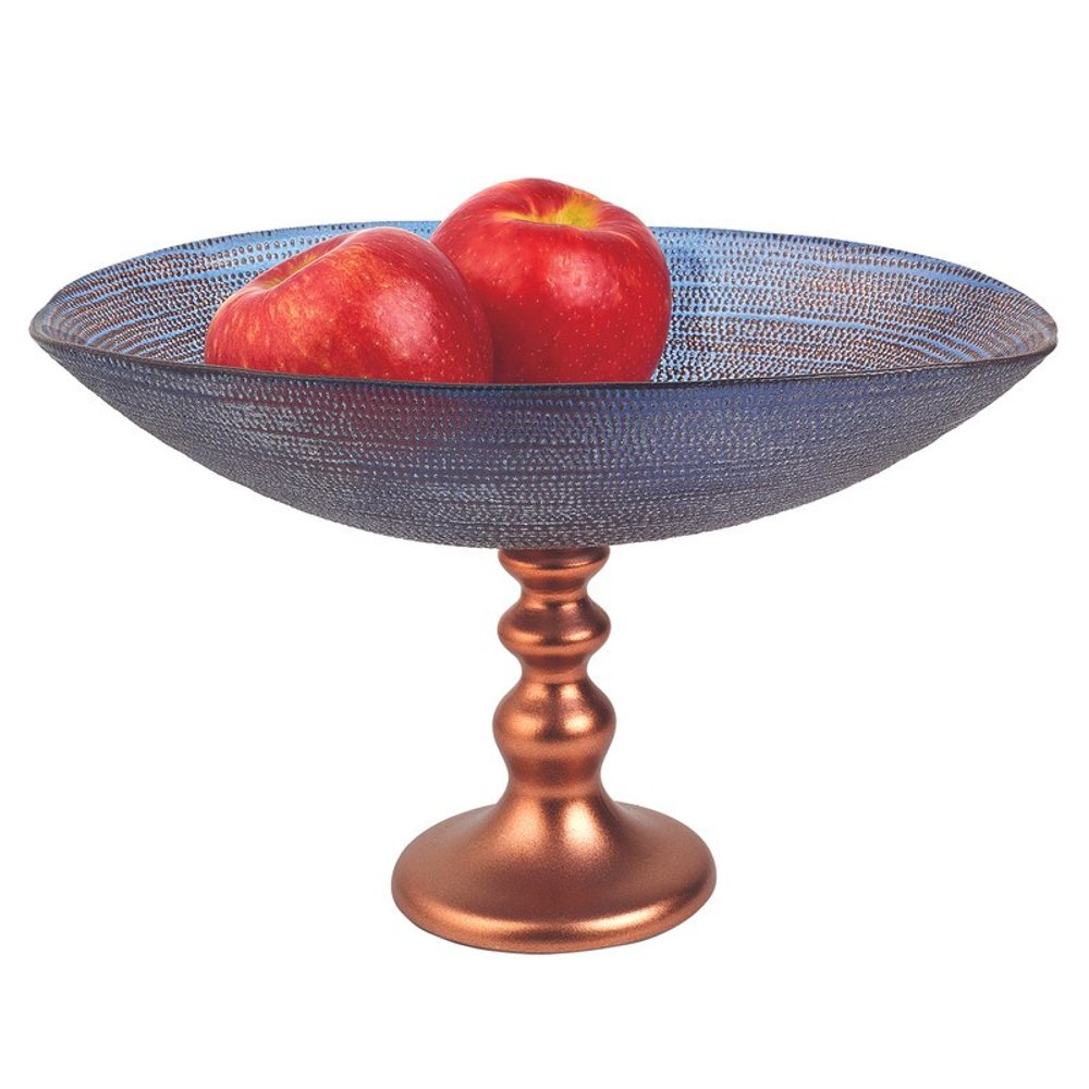 Handcrafted European Glass Centerpiece Footed Bowl on a white background