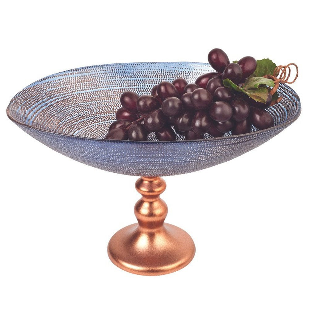 Handcrafted European Glass Centerpiece Footed Bowl on a white background