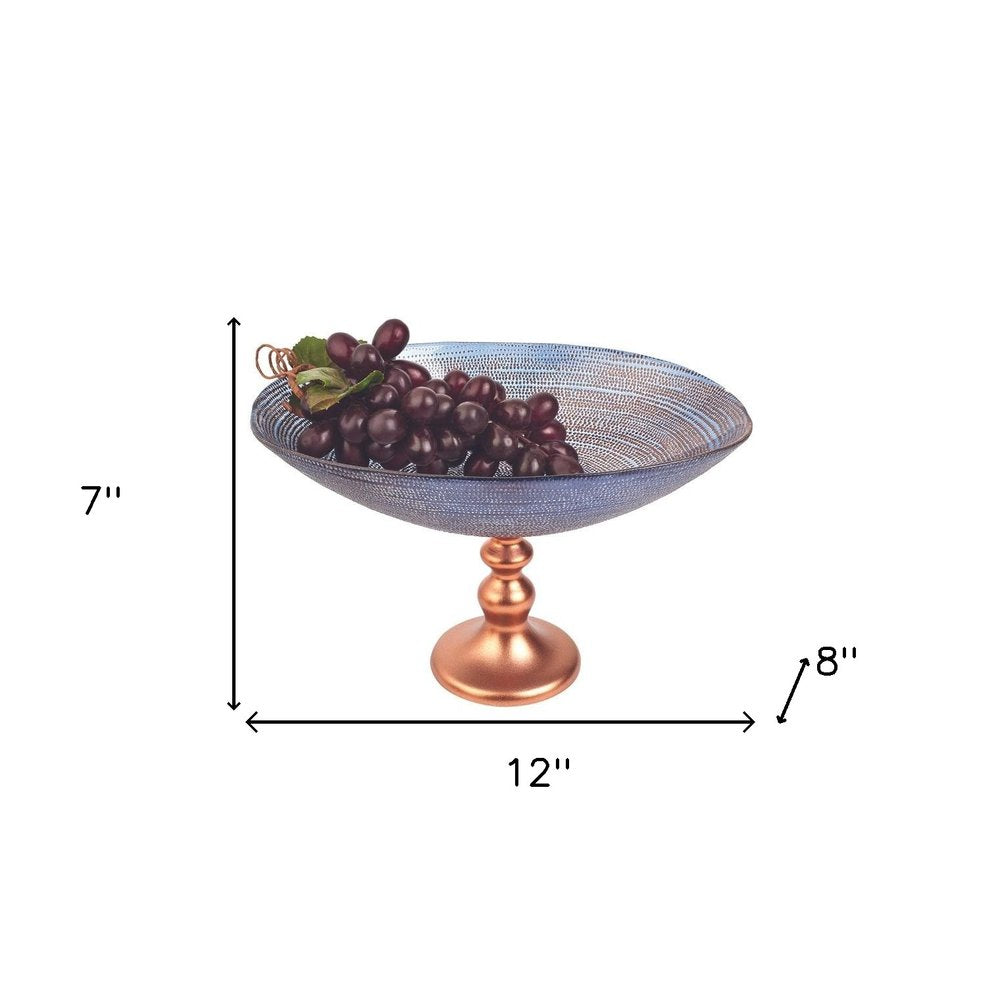 Handcrafted European Glass Centerpiece Footed Bowl on a white background