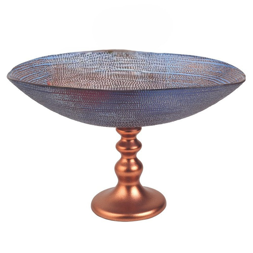 Handcrafted European Glass Centerpiece Footed Bowl on a white background
