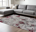 9' X 13' Red and Gray Modern Abstract Area Rug close-up detail