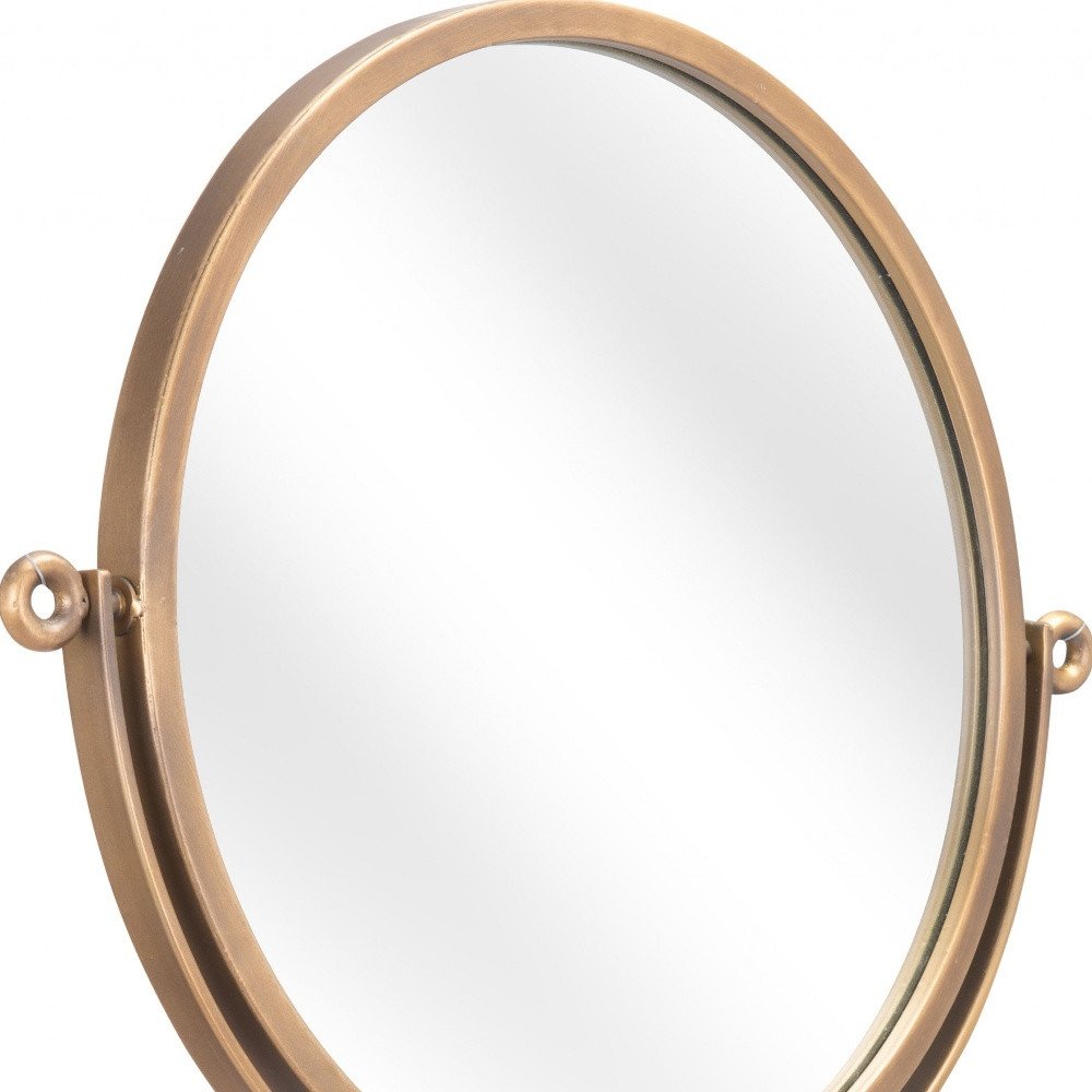 Gold Round Wall Mount Mirror on a white background