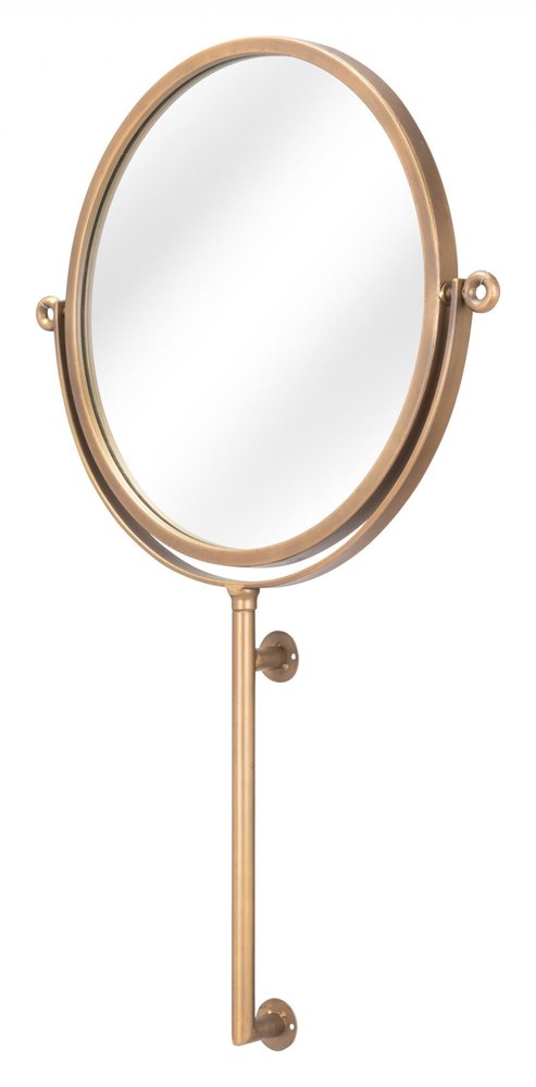 Gold Round Wall Mount Mirror on a white background