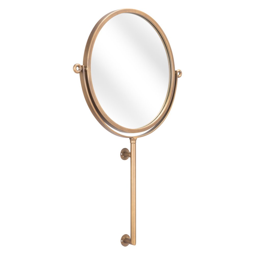 Gold Round Wall Mount Mirror on a white background