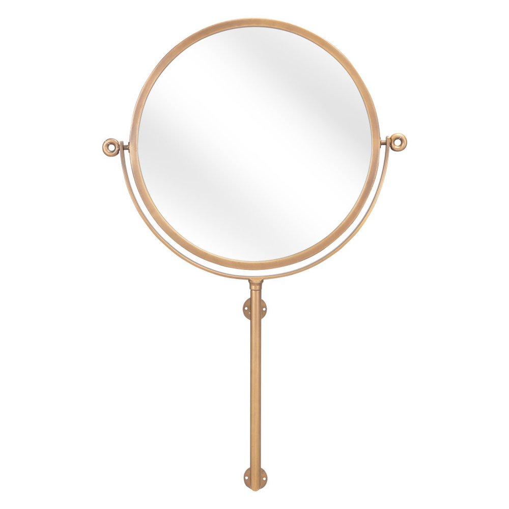 Gold Round Wall Mount Mirror on a white background