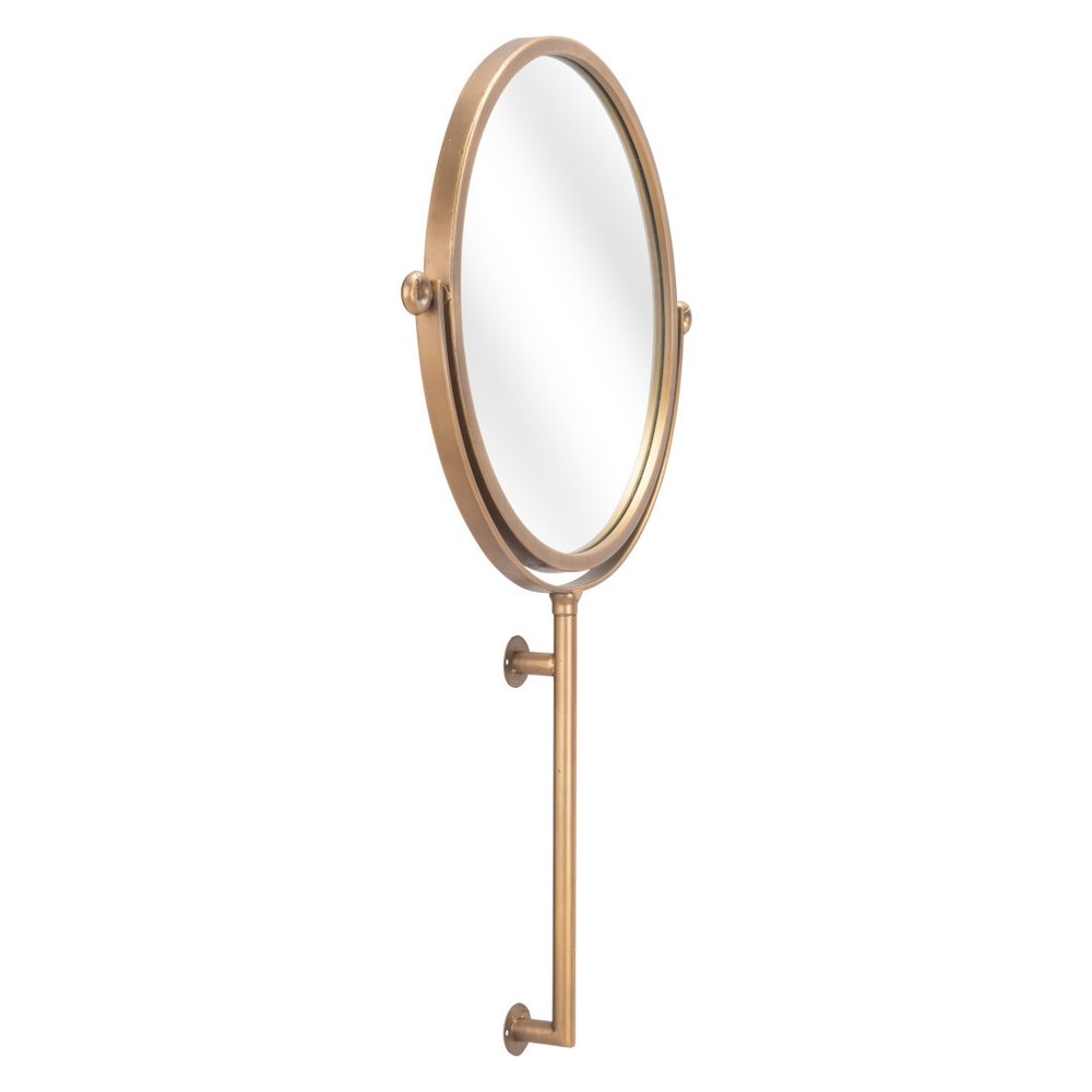 Gold Round Wall Mount Mirror on a white background