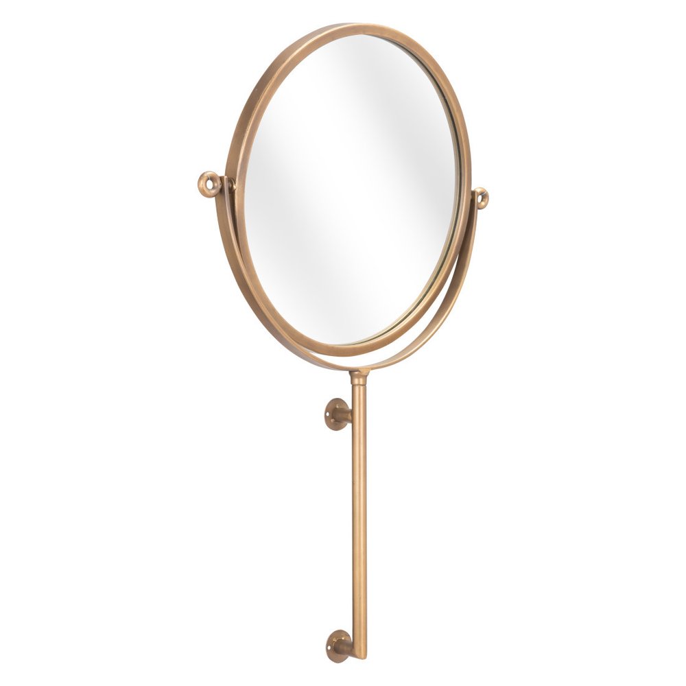 Gold Round Wall Mount Mirror on a white background