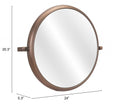 Industrial Gold Round Mirror on a white background