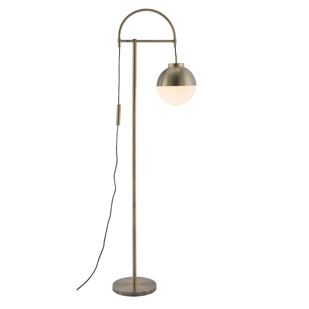 69" Bronze Steel Floor Lamp With Bronze Steel Globe Shade. Floor lamp isolated on a plain white background, showing a metal surface.